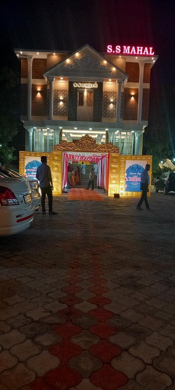 Facade at night at S.S Mahal