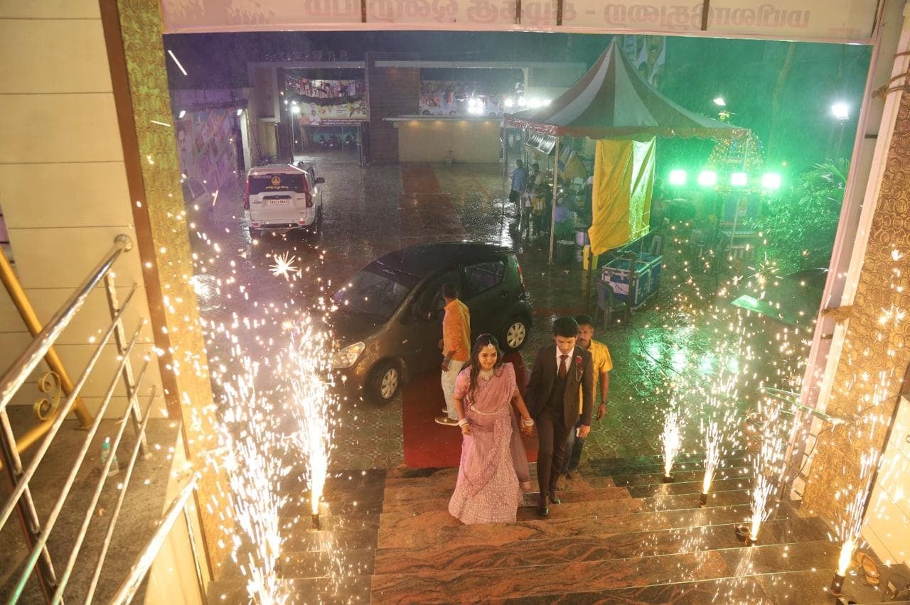 Grand entry with sparklers at S.S Mahal