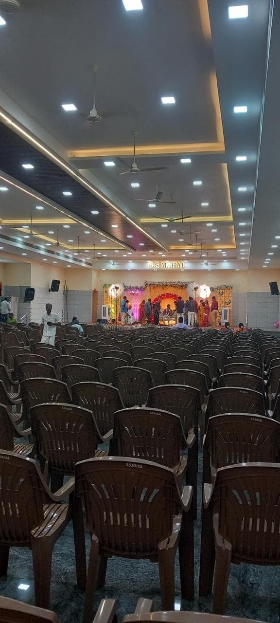Seats facing the stage at S.S Mahal
