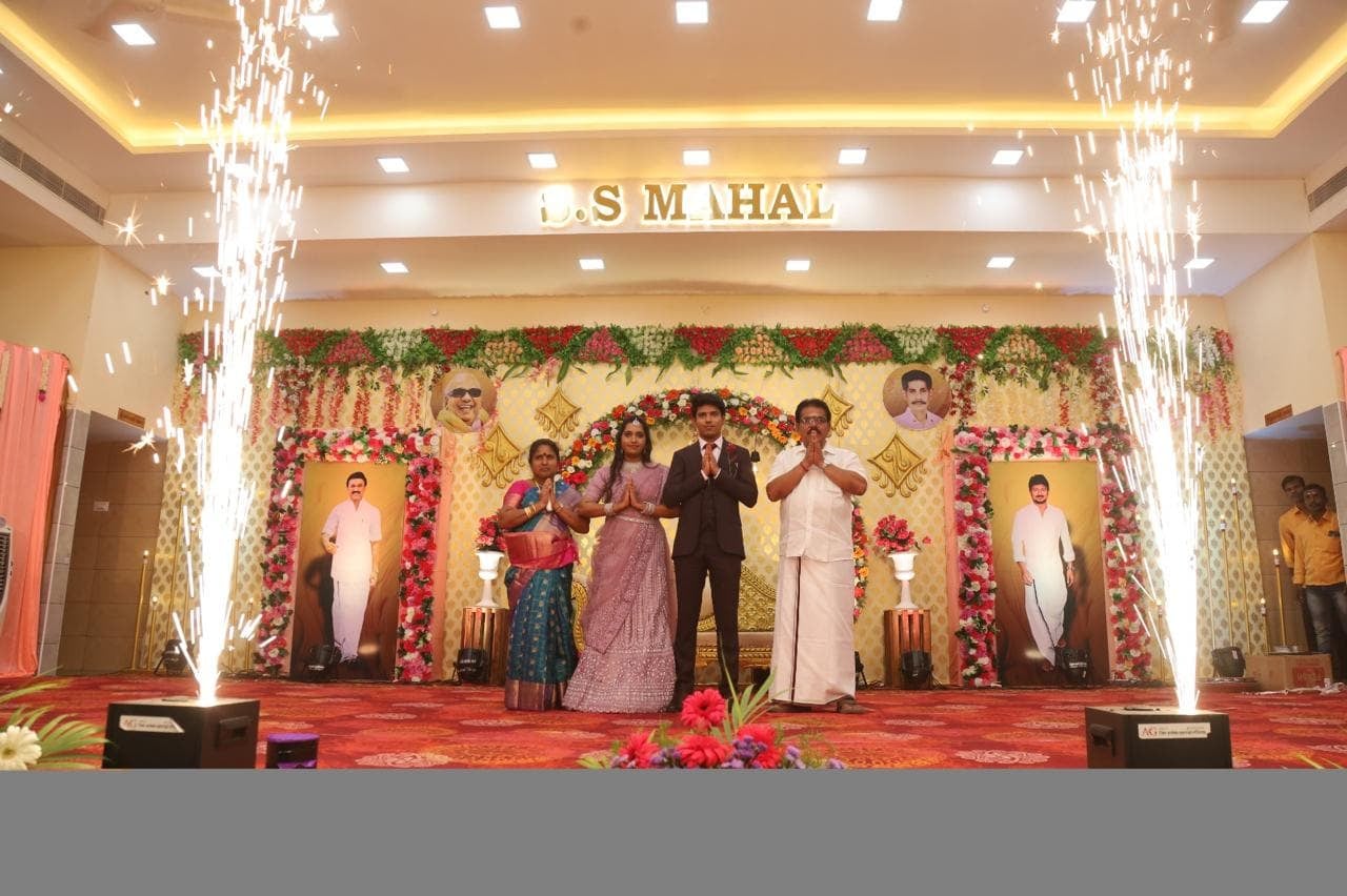 On stage with sparklers at S.S Mahal