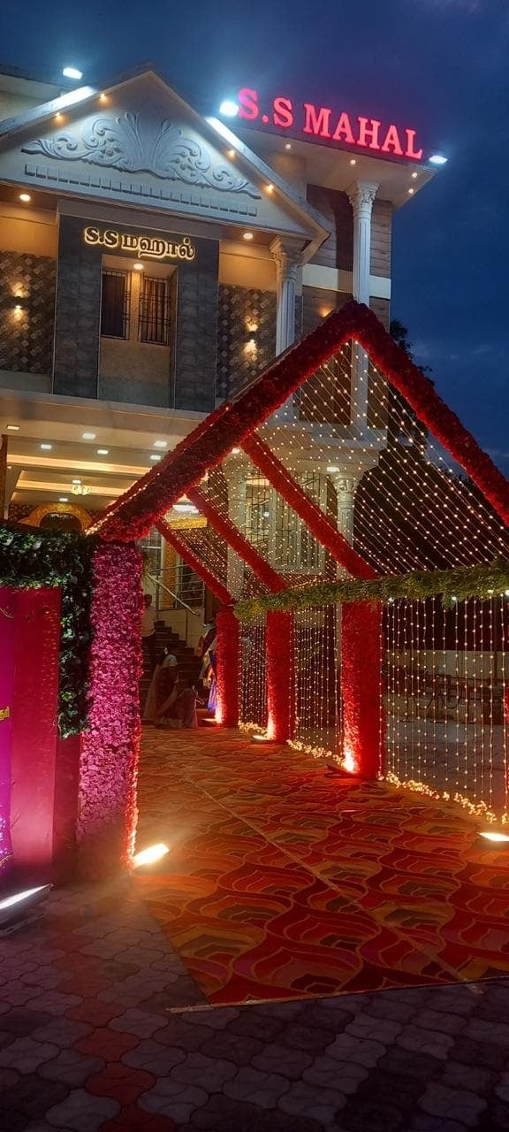 Red arch at night at S.S Mahal