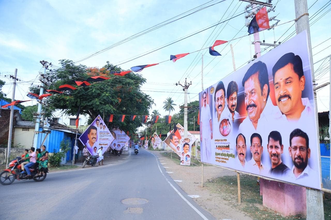 Road with event banners at S.S Mahal