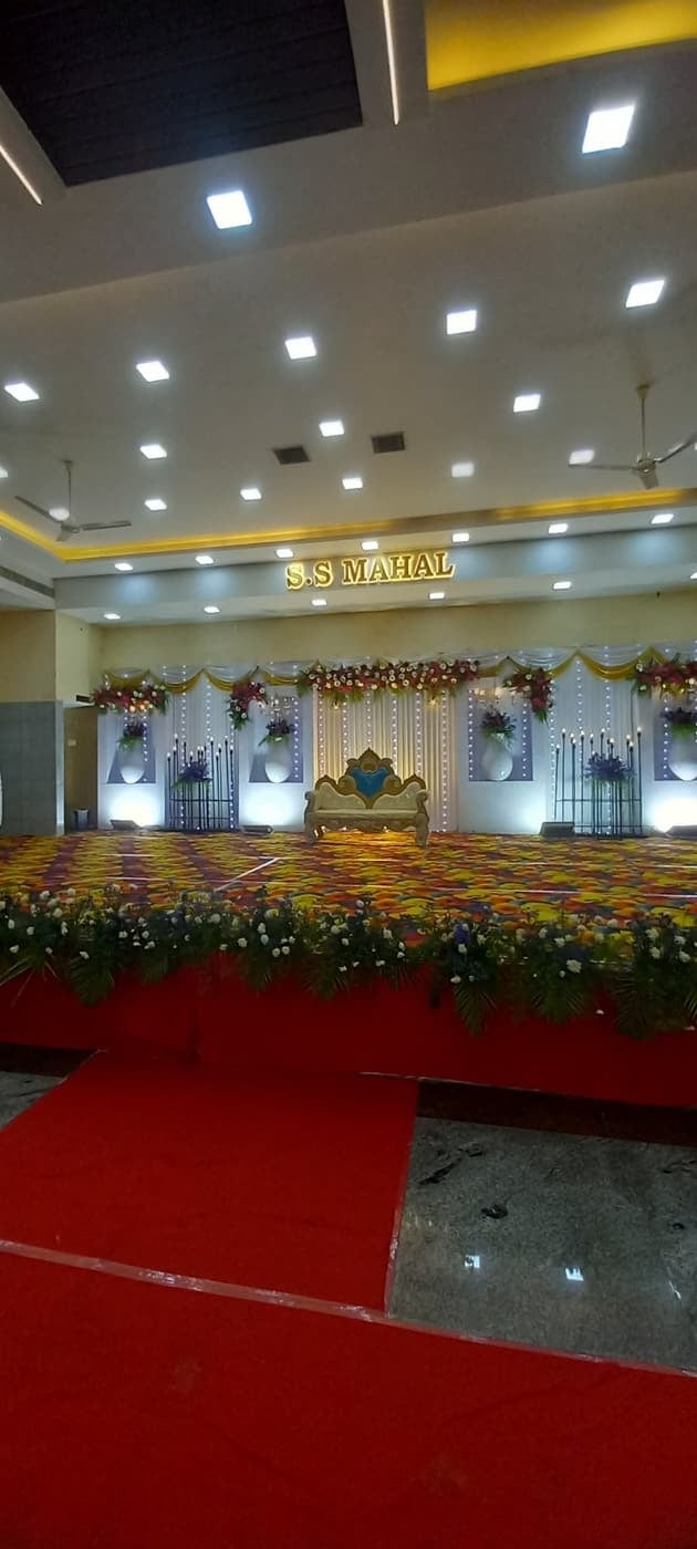 Stage under the S.S Mahal sign at S.S Mahal