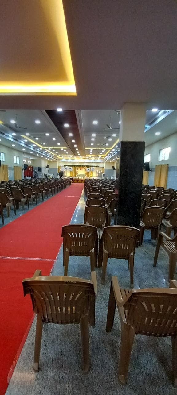 Seating along the aisle at S.S Mahal