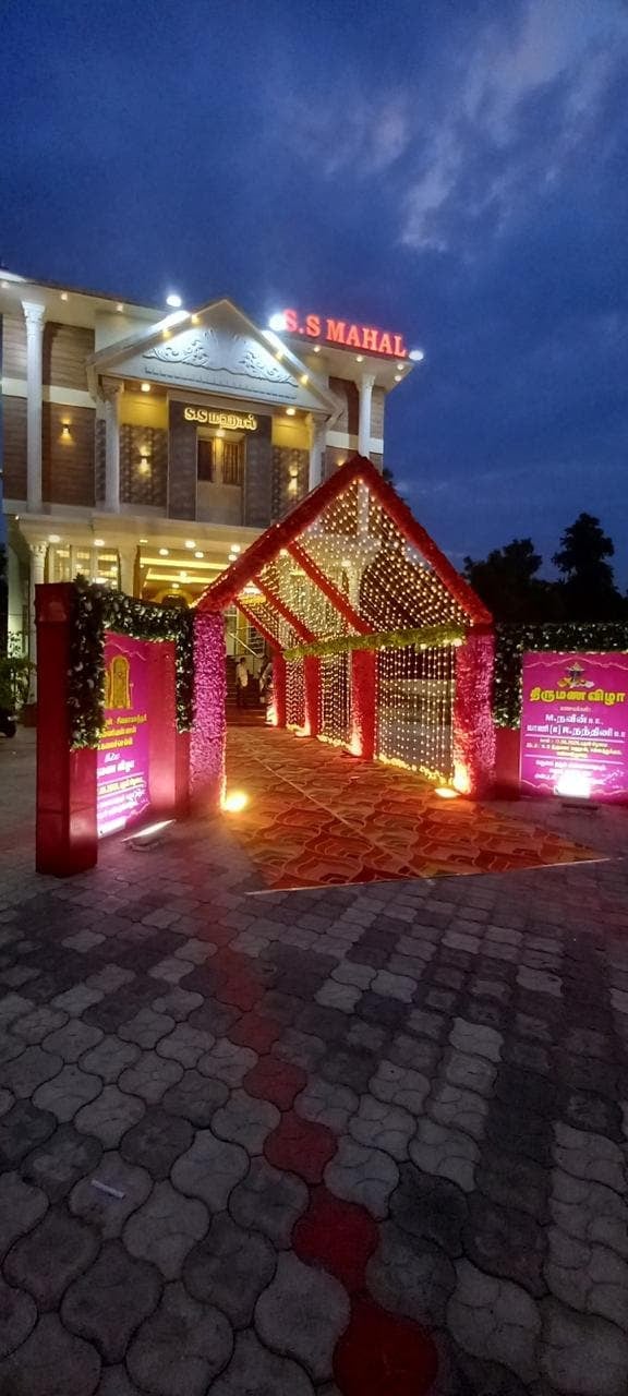 Red arch at dusk at S.S Mahal