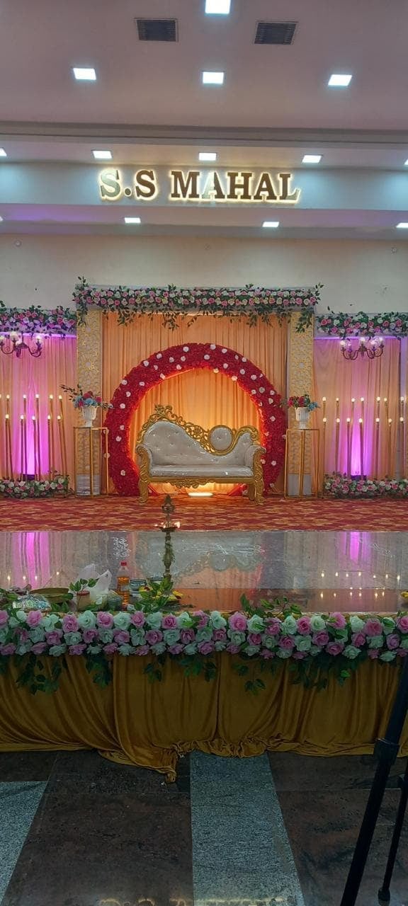 Pink and gold stage at S.S Mahal